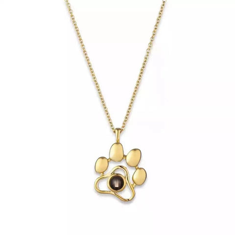 100 Languages I Love You Love Dog Pet Claw Paw Romantic Memory Projection Necklace for Girl Friend Women Wedding Gift