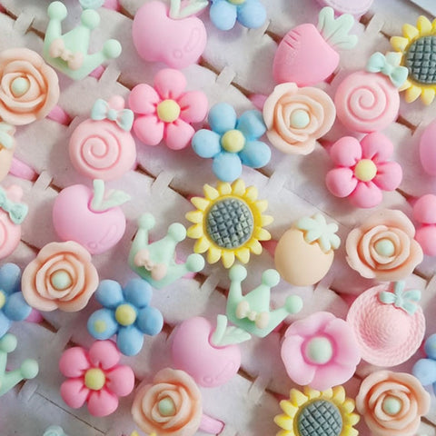 10pcs/lot Children's Cartoon Rings Candy Flower Animal Bow Shape Ring Set Mix Finger Jewellery Rings Kid Girls Toys Anillo