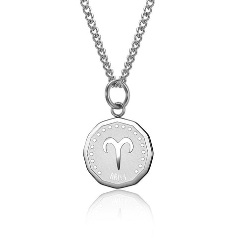 12 Zodiac Signs Constellations Pendant Necklace For Women Men Birthday Gift Stainless Steel Jewelry Virgo Cancer Aries Gemini