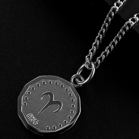 12 Zodiac Signs Constellations Pendant Necklace For Women Men Birthday Gift Stainless Steel Jewelry Virgo Cancer Aries Gemini