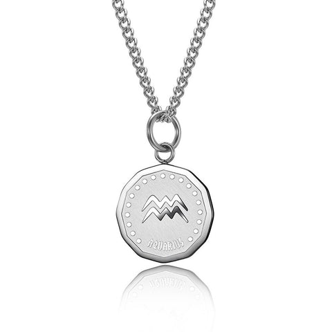12 Zodiac Signs Constellations Pendant Necklace For Women Men Birthday Gift Stainless Steel Jewelry Virgo Cancer Aries Gemini