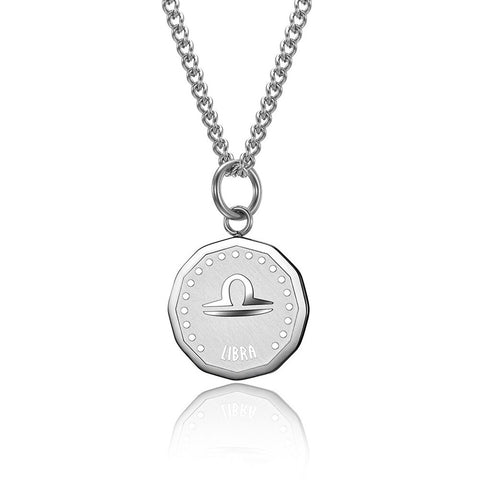 12 Zodiac Signs Constellations Pendant Necklace For Women Men Birthday Gift Stainless Steel Jewelry Virgo Cancer Aries Gemini