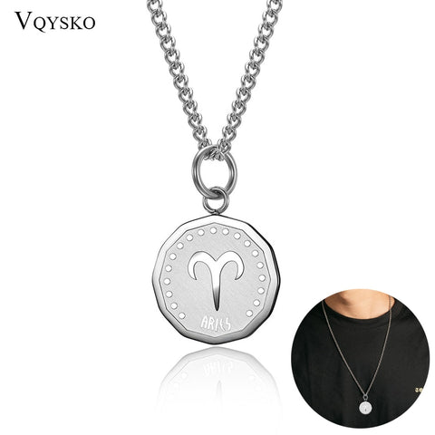 12 Zodiac Signs Constellations Pendant Necklace For Women Men Birthday Gift Stainless Steel Jewelry Virgo Cancer Aries Gemini