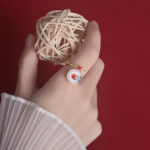 2023 New Auspicious Cloud Rings for Women Retro Ethnic Style Hetian Jade Earrings Tail Ring Fashion Necklace Bracelet jewelry
