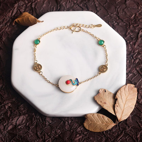 2023 New Auspicious Cloud Rings for Women Retro Ethnic Style Hetian Jade Earrings Tail Ring Fashion Necklace Bracelet jewelry