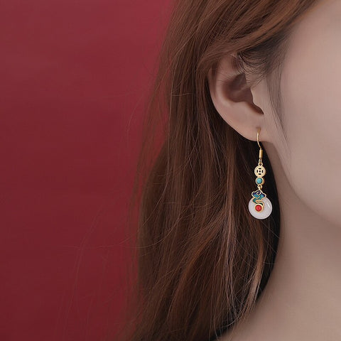 2023 New Auspicious Cloud Rings for Women Retro Ethnic Style Hetian Jade Earrings Tail Ring Fashion Necklace Bracelet jewelry