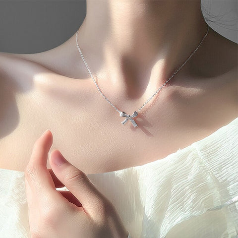 Fashion Trend Unique Design Elegant Delicate Pink Love Zircon Clavicle Necklace Women Charms Female Jewelry Party Gift