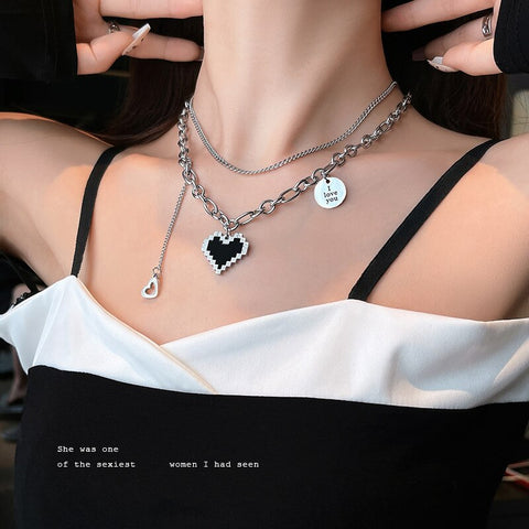 Fashion Trend Unique Design Elegant Delicate Pink Love Zircon Clavicle Necklace Women Charms Female Jewelry Party Gift