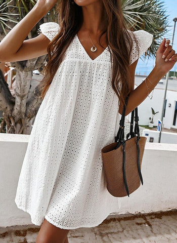 2023 Best-Selling New European and American Summer Lace Hollowed Leisure Dress