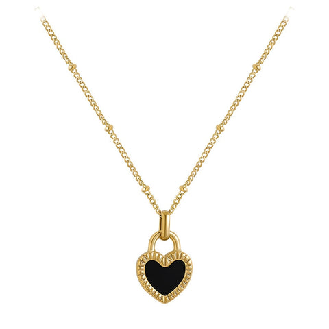 Vintage Double Sided Heart Pendant Necklace For Women Girl Clavicle Chain Choker New Fashion Trendy Jewelry Gift Party