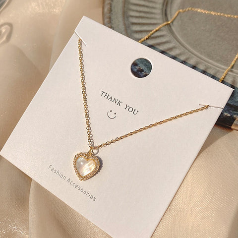 Vintage Double Sided Heart Pendant Necklace For Women Girl Clavicle Chain Choker New Fashion Trendy Jewelry Gift Party
