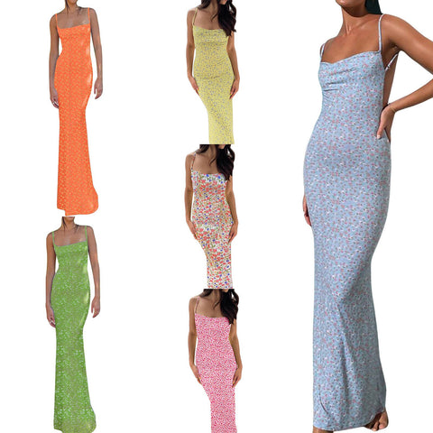 Ainifier Cutout Backless Sexy Sleeveless Split Cocktail Dress Bodycon Spaghetti Strap Women's Clothing 2023 Long Dresses Party