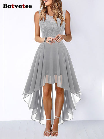 Botvotee Wedding Dresses for Women Lace Bowknot Elegant Irregular Length Dress Sleeveless Dress Bridesmaid Cocktail Party Dress