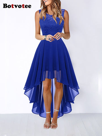 Botvotee Wedding Dresses for Women Lace Bowknot Elegant Irregular Length Dress Sleeveless Dress Bridesmaid Cocktail Party Dress