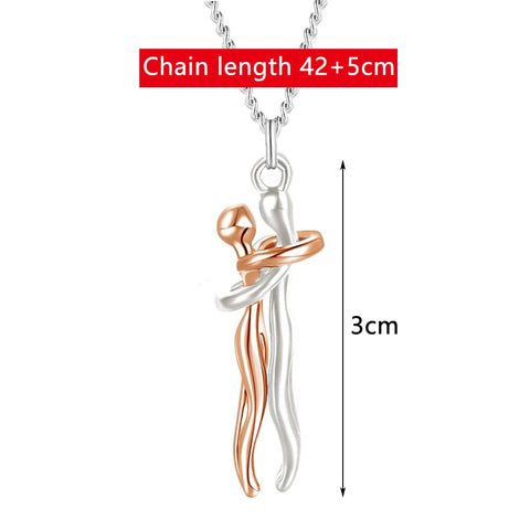 Charm Couple Hugging Pendant Necklace Lovers Together Forever Metal Plating Love Style Necklace Jewelry Gift for Wife Girls Mum
