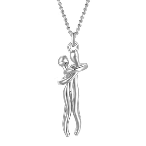 Charm Couple Hugging Pendant Necklace Lovers Together Forever Metal Plating Love Style Necklace Jewelry Gift for Wife Girls Mum