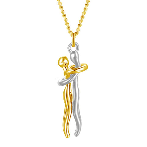 Charm Couple Hugging Pendant Necklace Lovers Together Forever Metal Plating Love Style Necklace Jewelry Gift for Wife Girls Mum