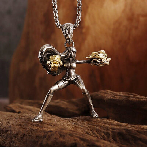 Classic Mythical Character Scarlet Wings Holy Sword Archangel Michael Pendant Necklace for Men Ladies Daily Cycling Wear Jewelry