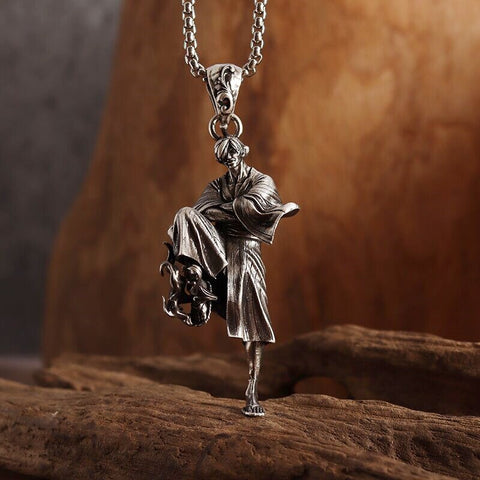 Classic Mythical Character Scarlet Wings Holy Sword Archangel Michael Pendant Necklace for Men Ladies Daily Cycling Wear Jewelry
