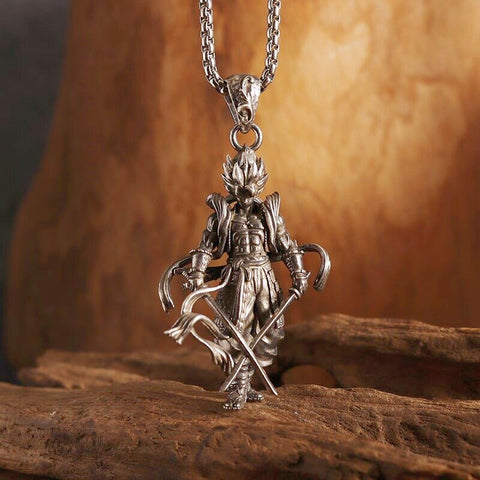 Classic Mythical Character Scarlet Wings Holy Sword Archangel Michael Pendant Necklace for Men Ladies Daily Cycling Wear Jewelry