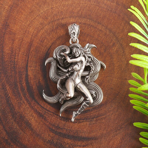 Classic Mythical Character Scarlet Wings Holy Sword Archangel Michael Pendant Necklace for Men Ladies Daily Cycling Wear Jewelry