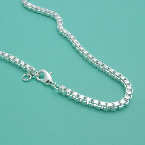 Classic Really 100% 925 Sterling Silver Box Chain Necklace Fashion Men &amp; Women 3mm 18-26 inch Choker Hip-hop Punk  Jewelry