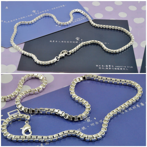 Classic Really 100% 925 Sterling Silver Box Chain Necklace Fashion Men &amp; Women 3mm 18-26 inch Choker Hip-hop Punk  Jewelry