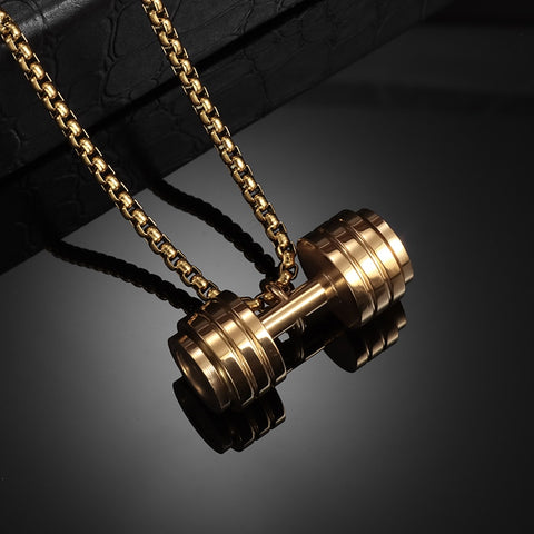 Dumbbells Necklace for Men Casual Sports Jewelry Gift Fitness Barbell Necklace 3 Colors Optional