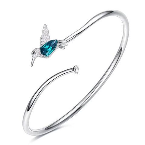 Fashion Blue Green Crystal Hummingbird Necklaces for Women Cute Animal Bird Choker Clavicle Chain Banquet Wedding Jewelry Gift