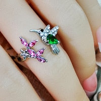 Fashion Blue Green Crystal Hummingbird Necklaces for Women Cute Animal Bird Choker Clavicle Chain Banquet Wedding Jewelry Gift