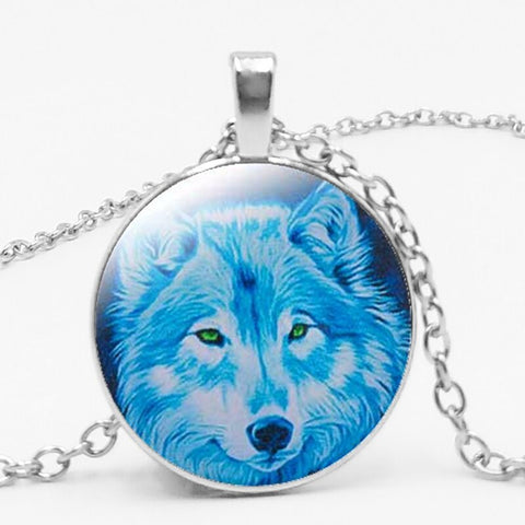 Gothic Custom Necklace  Gothic Nymph Nordic Wiccan Murano Glass Wolf Cabochon Dark Necklace Glass Pendant Collares Kids Jewelry