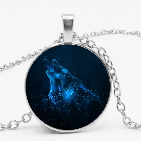 Gothic Custom Necklace  Gothic Nymph Nordic Wiccan Murano Glass Wolf Cabochon Dark Necklace Glass Pendant Collares Kids Jewelry