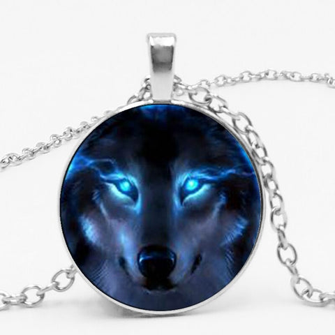 Gothic Custom Necklace  Gothic Nymph Nordic Wiccan Murano Glass Wolf Cabochon Dark Necklace Glass Pendant Collares Kids Jewelry
