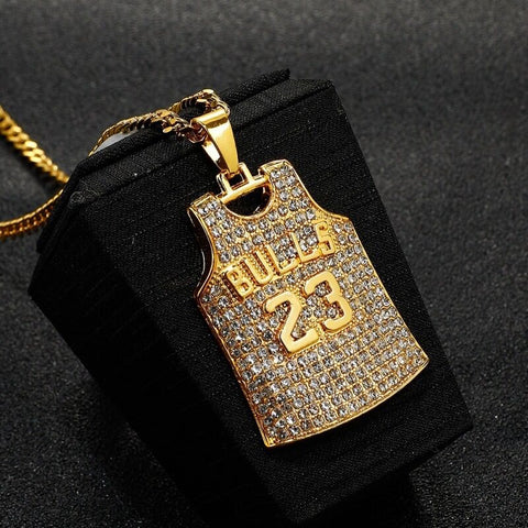 Hip Hop Ice Out Zircon Size 23 Jersey Pendant Necklace for Men Women Punk Rock Party Jewelry Gift