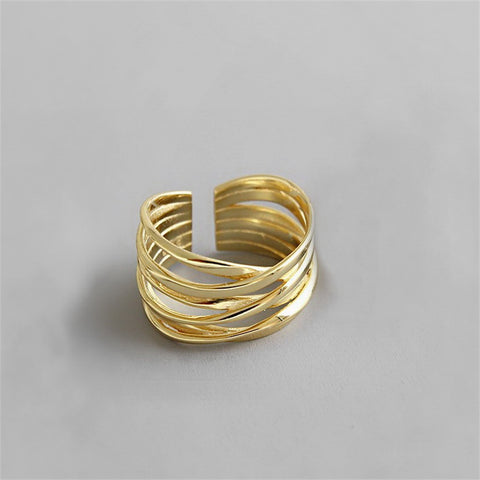 INS Minimalist Silver Color Irregular Wrinkled Surface Finger Rings Creative Geometric Punk Opening Ring for Women Girls Jewelry