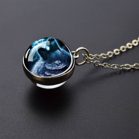 Ice and Fire Phoenix  Aurora Necklaces Double Sided Glass Ball Pendant Fashion Chains Necklace Women Men Cool Jewelry