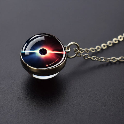 Ice and Fire Phoenix  Aurora Necklaces Double Sided Glass Ball Pendant Fashion Chains Necklace Women Men Cool Jewelry