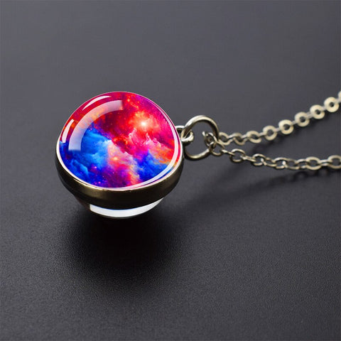 Ice and Fire Phoenix  Aurora Necklaces Double Sided Glass Ball Pendant Fashion Chains Necklace Women Men Cool Jewelry