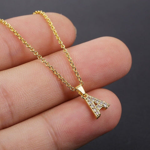Initial Letters Necklace for Women Stainless Steel 26 A-Z Pendant Shiny Chain Necklaces Hip Hop Men Jewelry