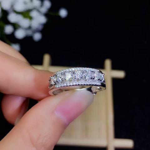 Moissanite Rings Beautiful Thread Rings 925 Sterling Silver Diamond Rings Fashion Jewelry for women