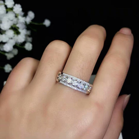 Moissanite Rings Beautiful Thread Rings 925 Sterling Silver Diamond Rings Fashion Jewelry for women