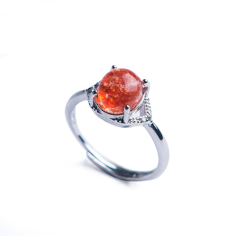 Natural Red Lepidocrocite Super 7 Seven Adjustable Ring 10x9mm 925 Sterling Silver Oval Beads Rings AAAA