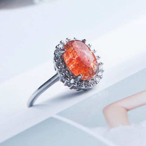 Natural Red Lepidocrocite Super 7 Seven Adjustable Ring 10x9mm 925 Sterling Silver Oval Beads Rings AAAA