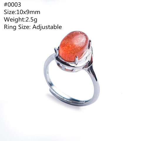 Natural Red Lepidocrocite Super 7 Seven Adjustable Ring 10x9mm 925 Sterling Silver Oval Beads Rings AAAA