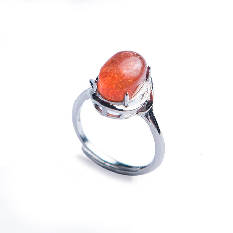 Natural Red Lepidocrocite Super 7 Seven Adjustable Ring 10x9mm 925 Sterling Silver Oval Beads Rings AAAA
