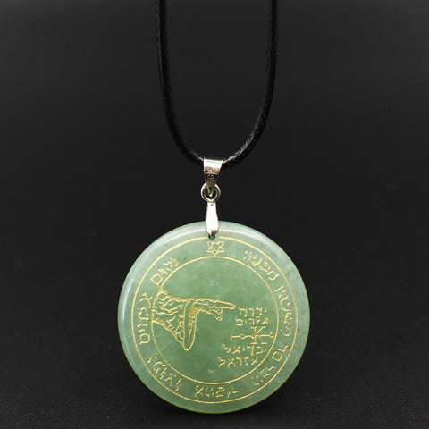 Natural obsidian pendant Necklace  Solomon amulet pendant Solomon magic circle aura runes Natural Amethyst Pendant Necklace