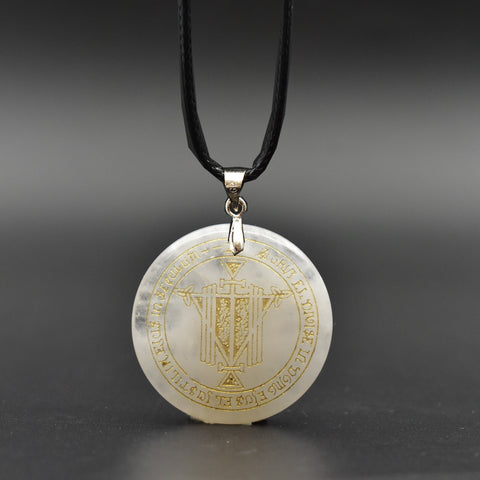 Natural obsidian pendant Necklace  Solomon amulet pendant Solomon magic circle aura runes Natural Amethyst Pendant Necklace