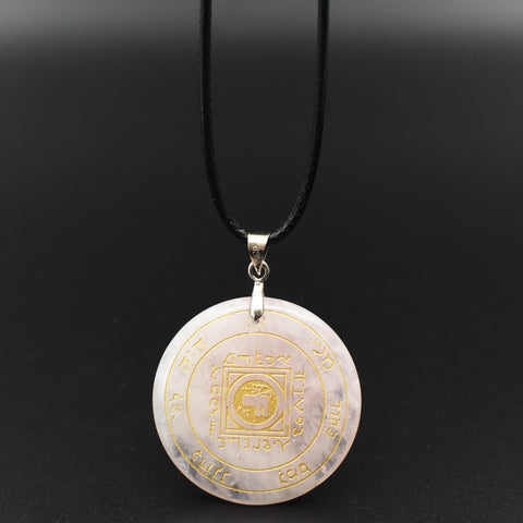 Natural obsidian pendant Necklace  Solomon amulet pendant Solomon magic circle aura runes Natural Amethyst Pendant Necklace