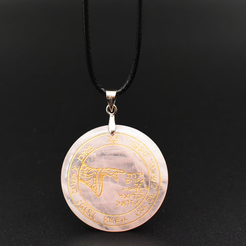 Natural obsidian pendant Necklace  Solomon amulet pendant Solomon magic circle aura runes Natural Amethyst Pendant Necklace