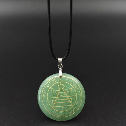 Natural obsidian pendant Necklace  Solomon amulet pendant Solomon magic circle aura runes Natural Amethyst Pendant Necklace